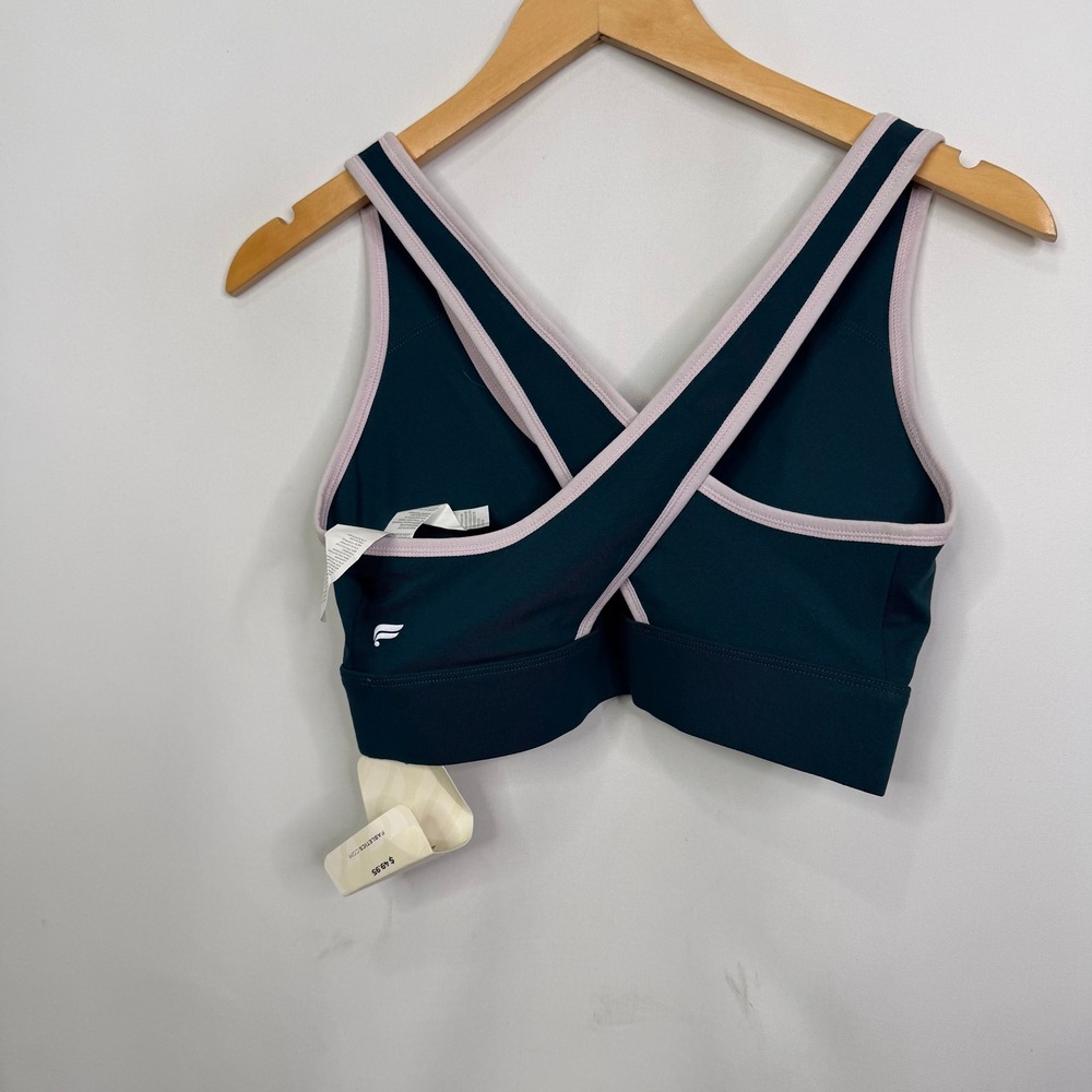 Fabletics Oasis Twist-Front Sports Bra II Navy Pink Medium Impact NWT Size M - Picture 7 of 7